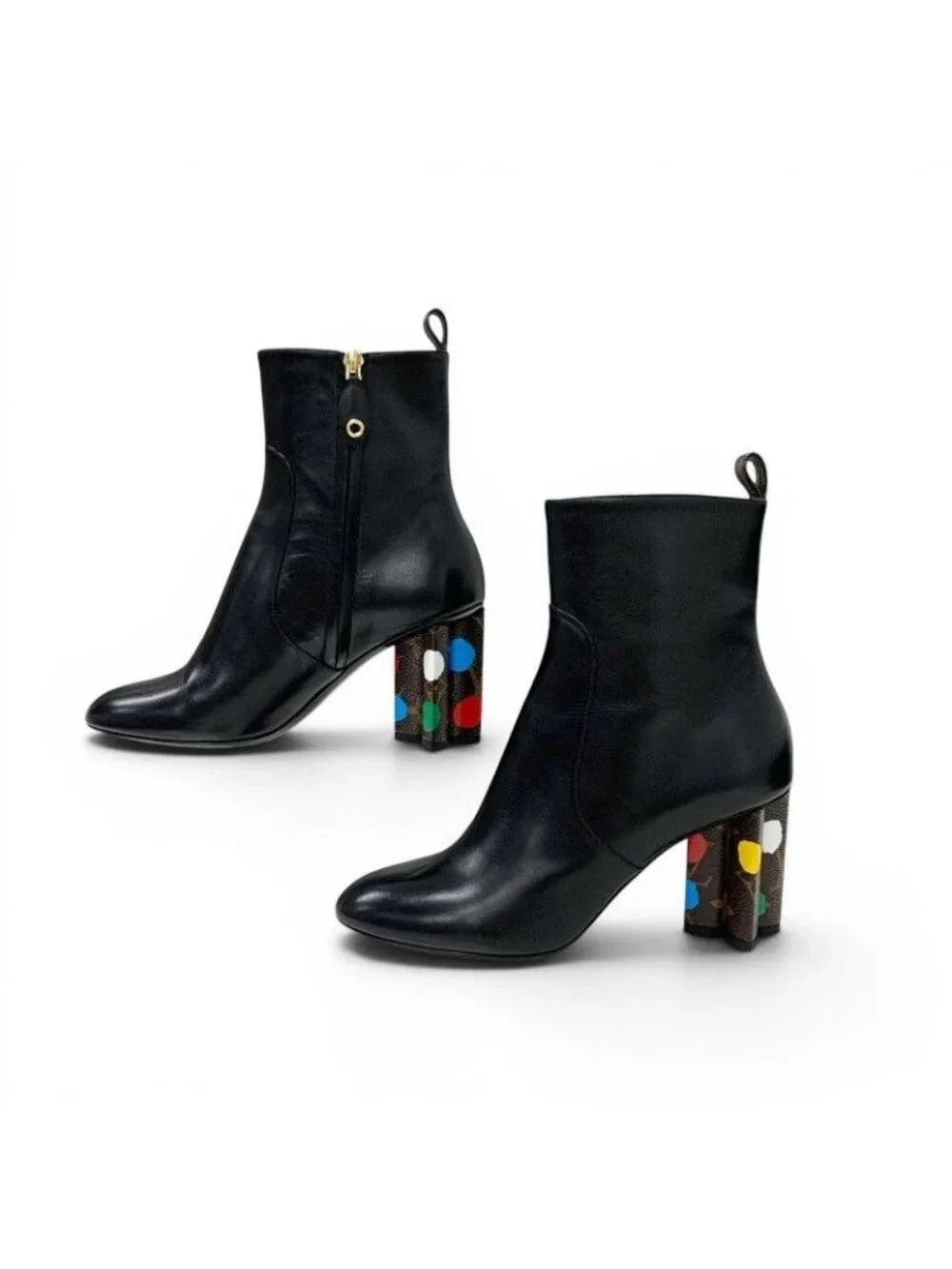 Louis Vuitton Silhouette Line Boots Short Shoes Leather Black Multicolor